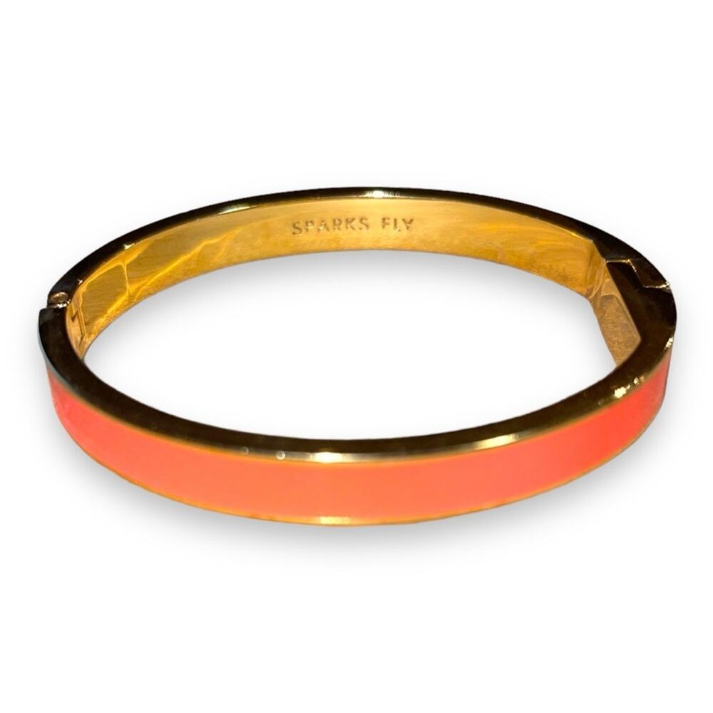 Kate Spade New York Sparks Fly Enamel Bangle Bracelet Coral Gold Tone